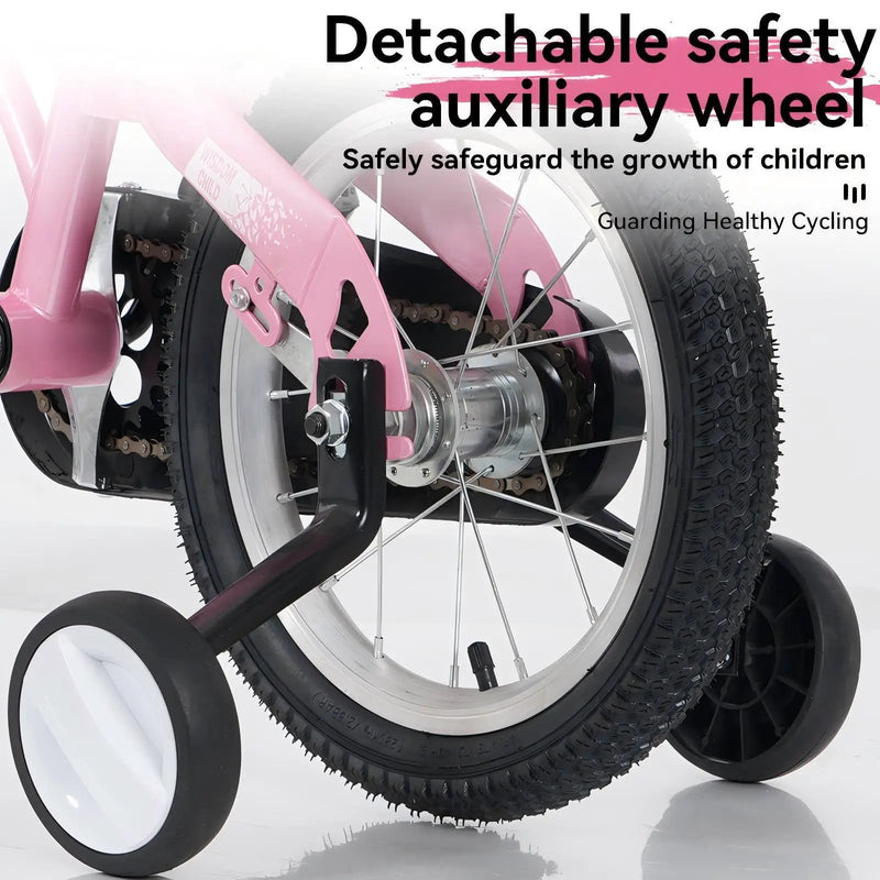 Fkznpj - 16" Sporty Kids Bike With Training Wheels And Stand Adjustable Saddle Suitable For Boys And Girls Aged 4 - 8 Years Tall Height 41 - 46" Available In A Variety Of Colors by HouseOfZazla