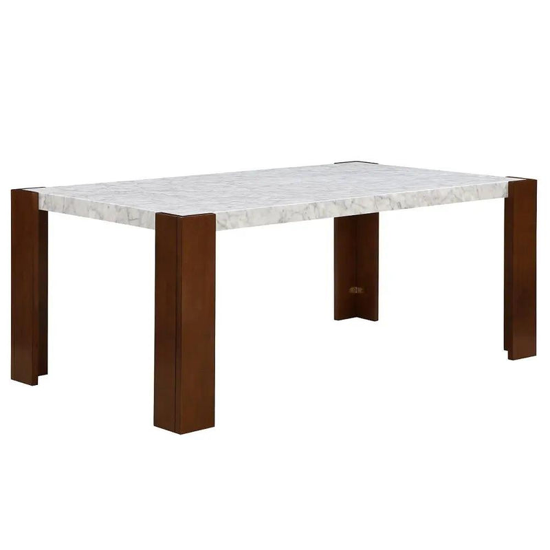Hettie - Dining Table With Engineeed Stone Top - Engineered Stone Top & Brown by Unique Piece Furniture