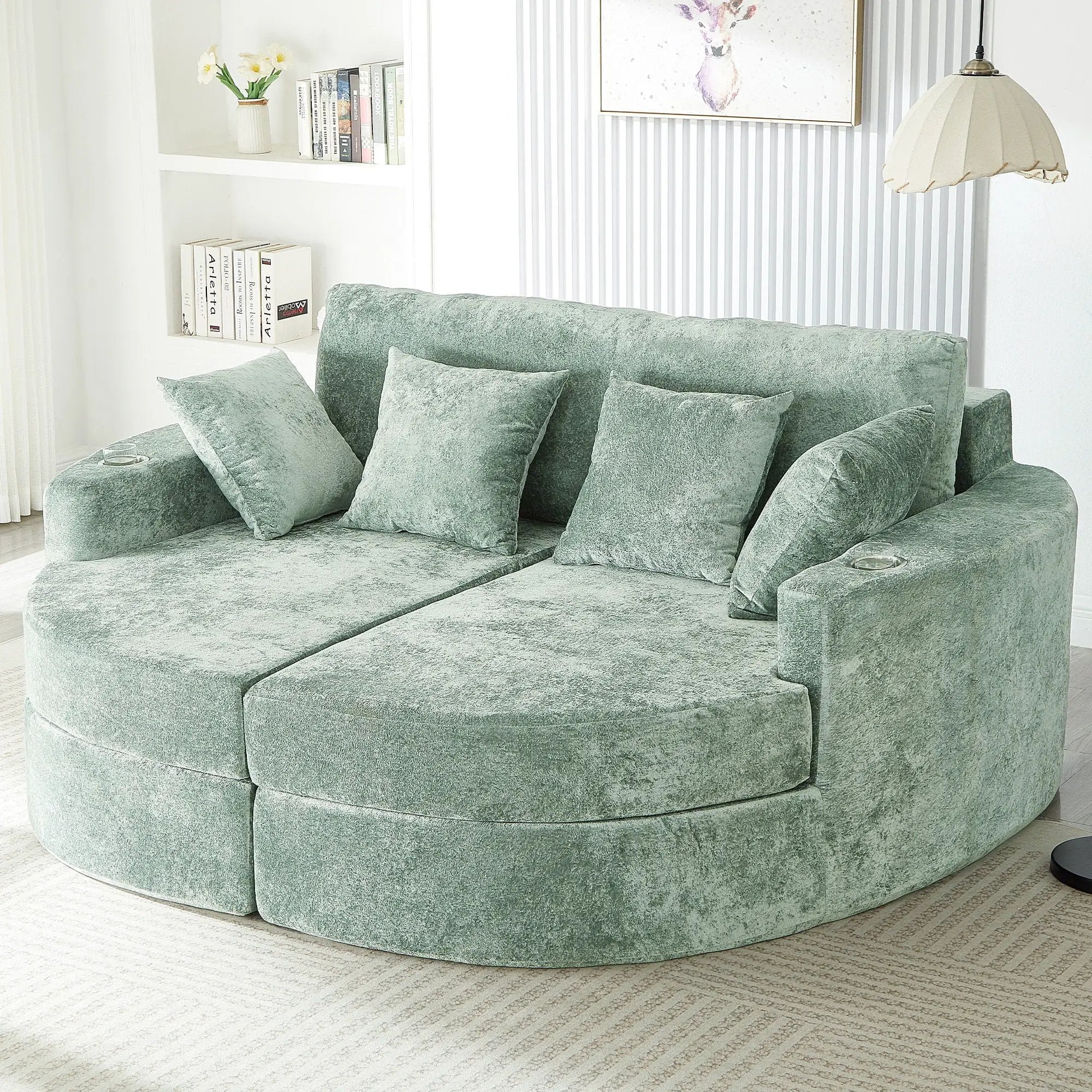 Boneless Design Upholstered Sofa Bed With Cup Holders by Unique Piece Furniture