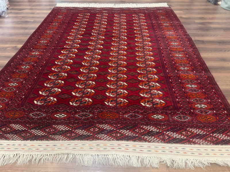 Persian Turkoman Rug 7x9, Red Tribal Carpet by Jewel Rugs