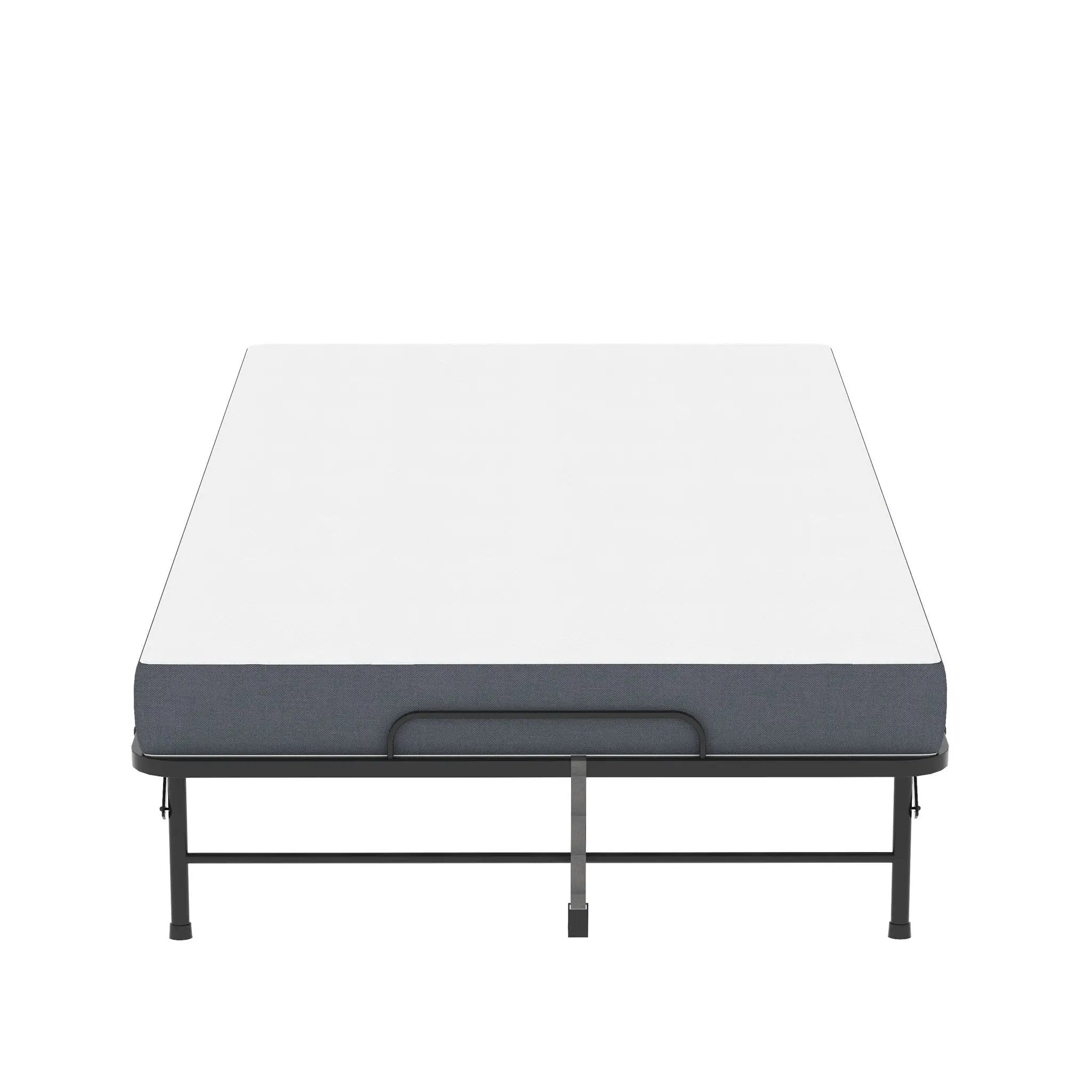 Twin Wide Folding Bed For Tall People, Extra Long & Wide Rollaway With Memory Foam, Heavy-Duty - Black by HouseOfZazla