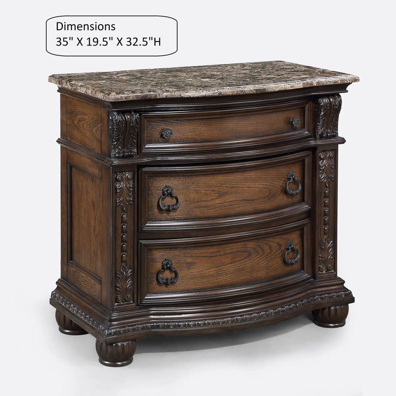 3 Drawers Nightstand - Brown / Cherry by Unique Piece Furniture