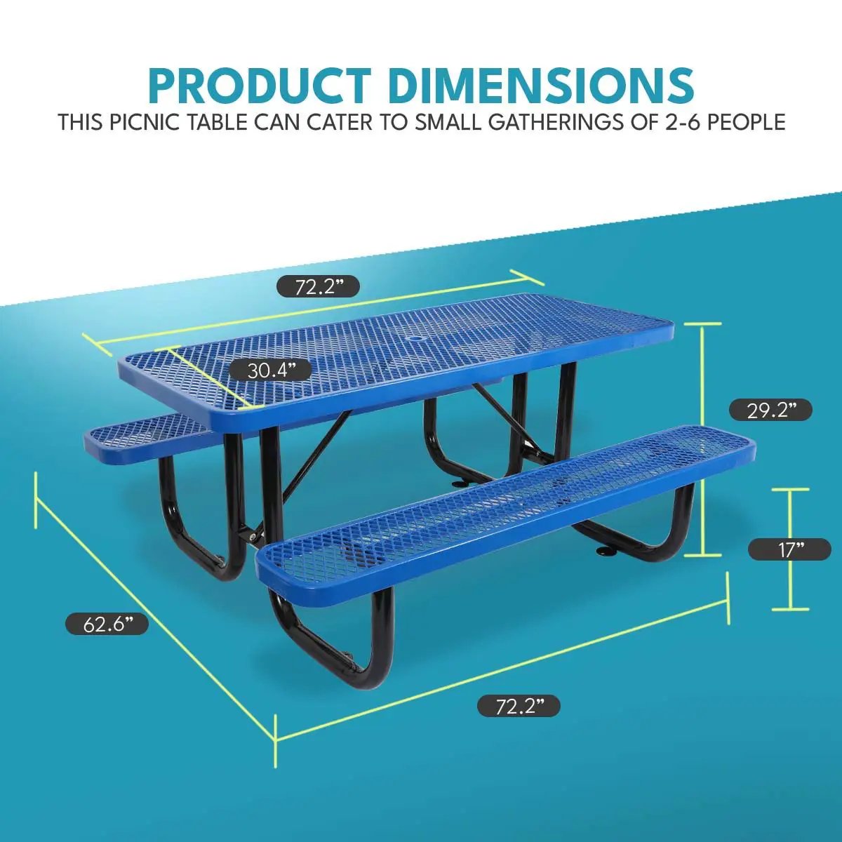 Outdoor Steel Picnic Rectangular Table With Umbrella Pole by HouseOfZazla