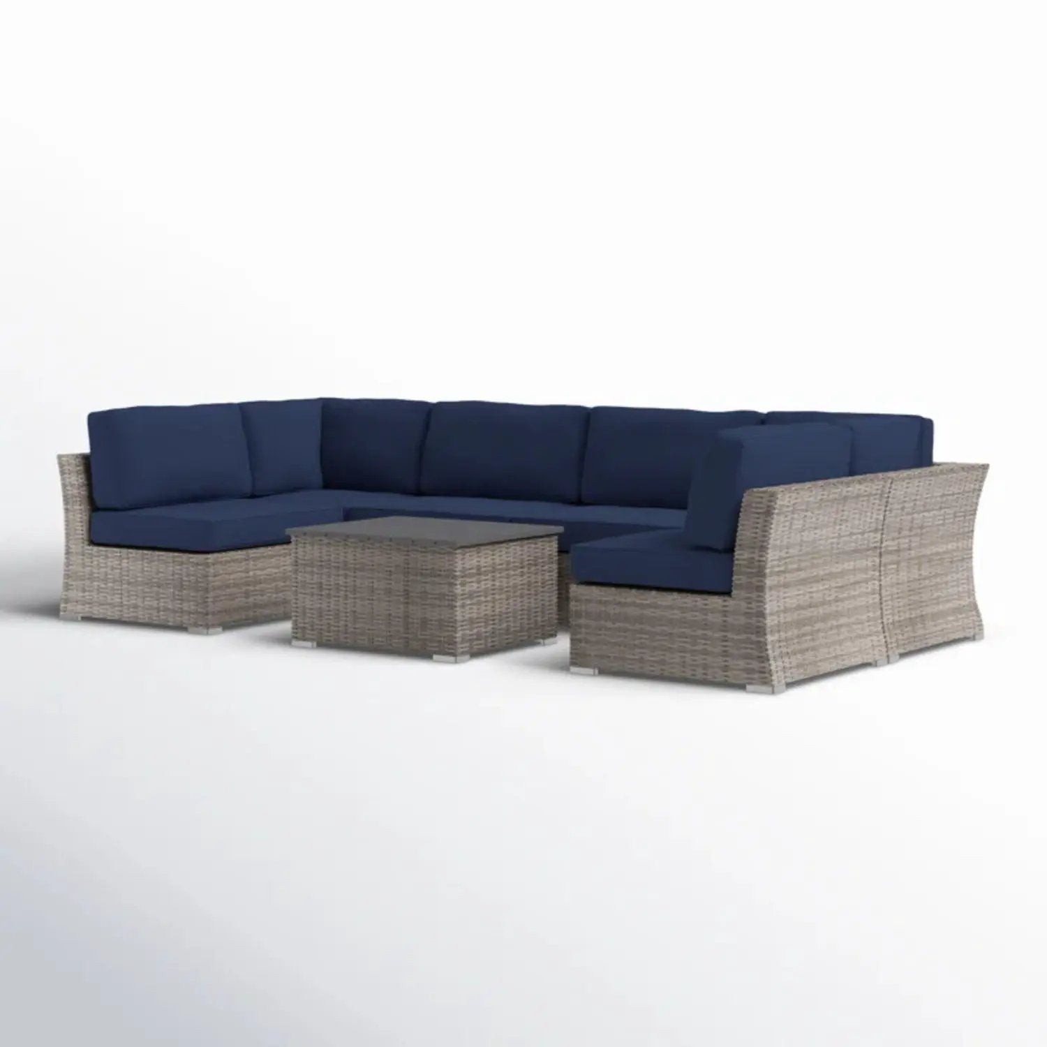 Wicker Sectional Sofa With Cushions And Table by Unique Piece Furniture