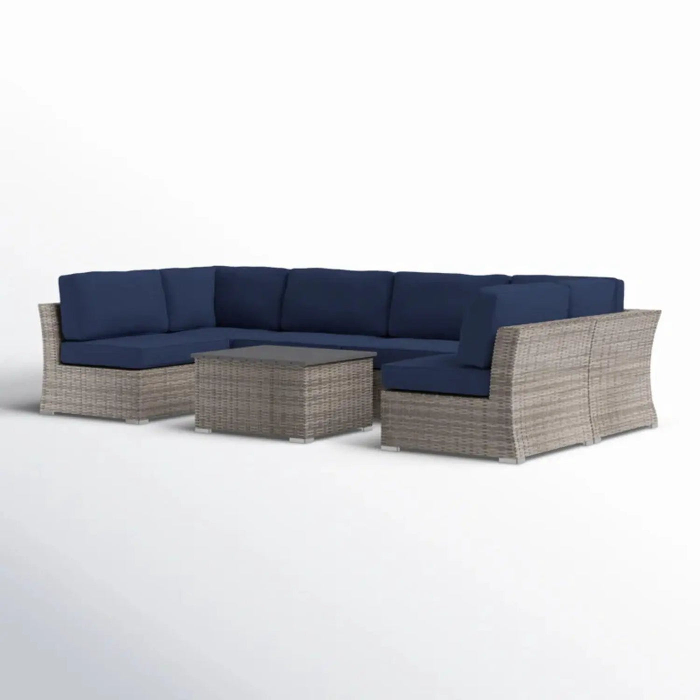 Wicker Sectional Sofa With Cushions And Table by HouseOfZazla