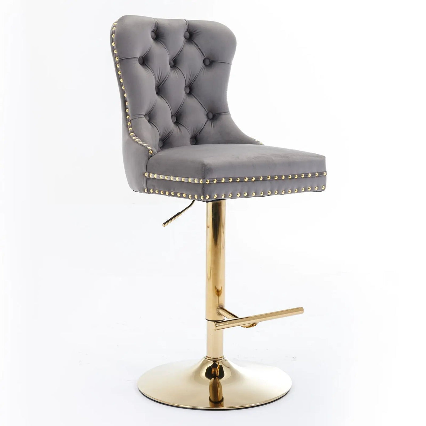 Thick Swivel Barstools Adjusatble Seat Height From 25-33", Modern Upholstered Bar Stools With Backs Comfortable Tufted For Home Pub And Kitchen Island (Set of 2) by Unique Piece Furniture