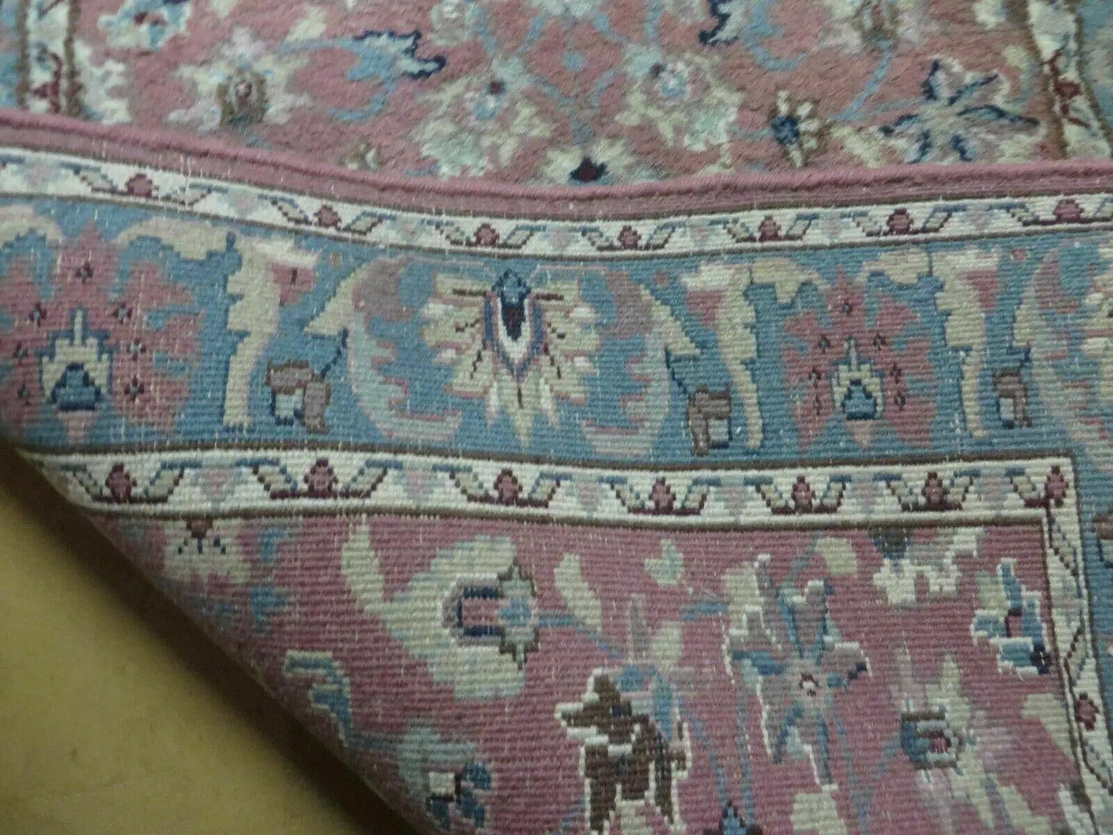 Indo Persian Runner Rug 2.8 x 12, Wool Hand Knotted, Pink and Light Blue by Jewel Rugs