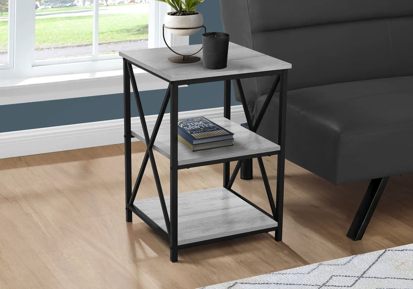 3 Tier Accent Table Side Marble Look Contemporary & Modern by HouseOfZazla