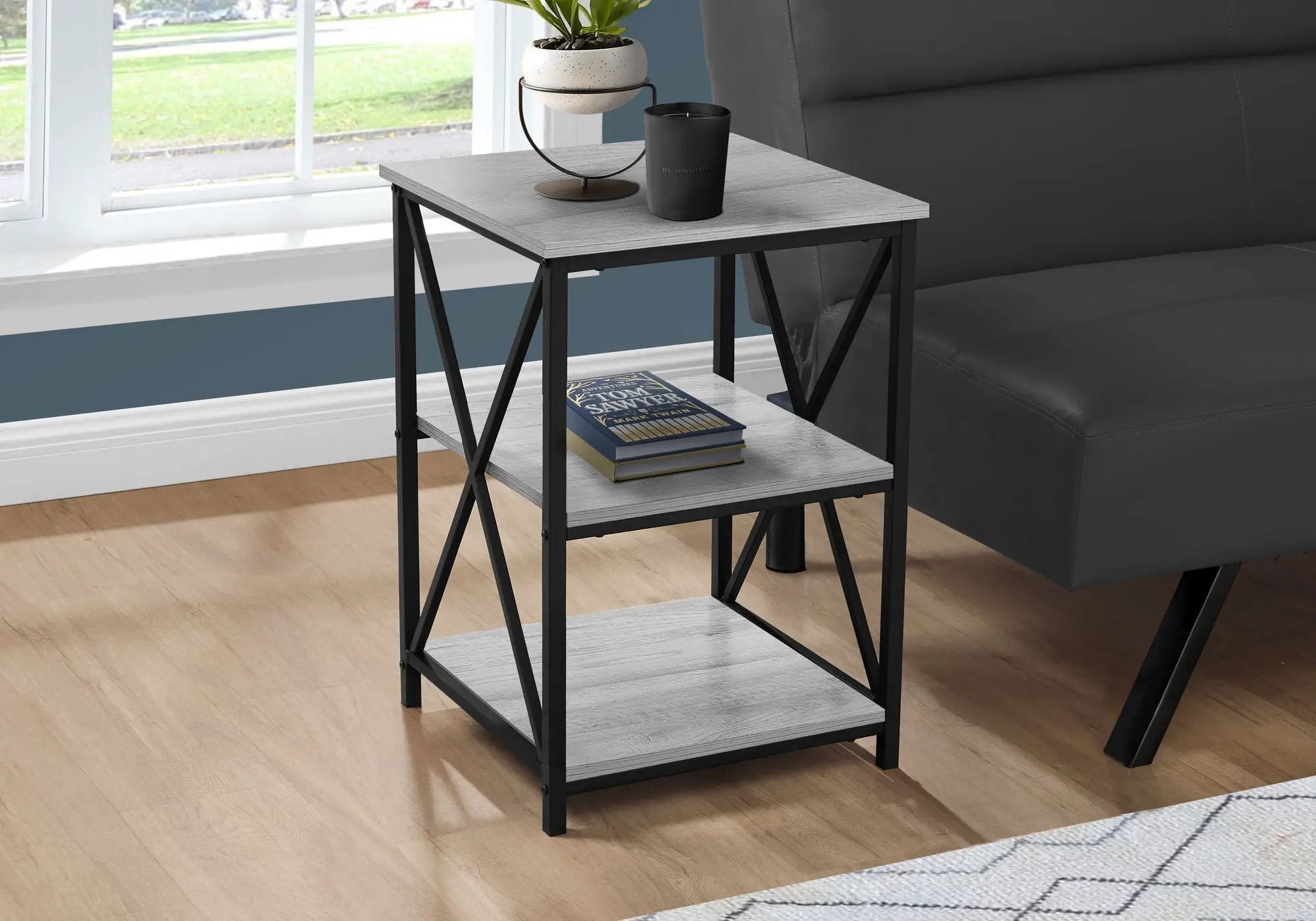 3 Tier Accent Table Side Marble Look Contemporary & Modern by HouseOfZazla