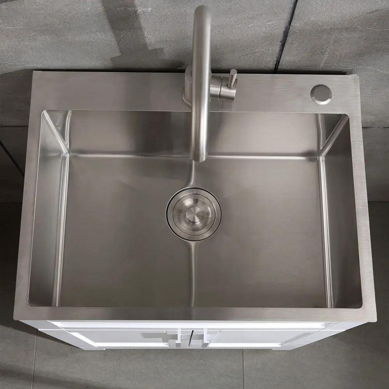 24" Stainless Steel Washing Sink With Faucet Hoses And Drain Head Only (Update) - Silver by HouseOfZazla