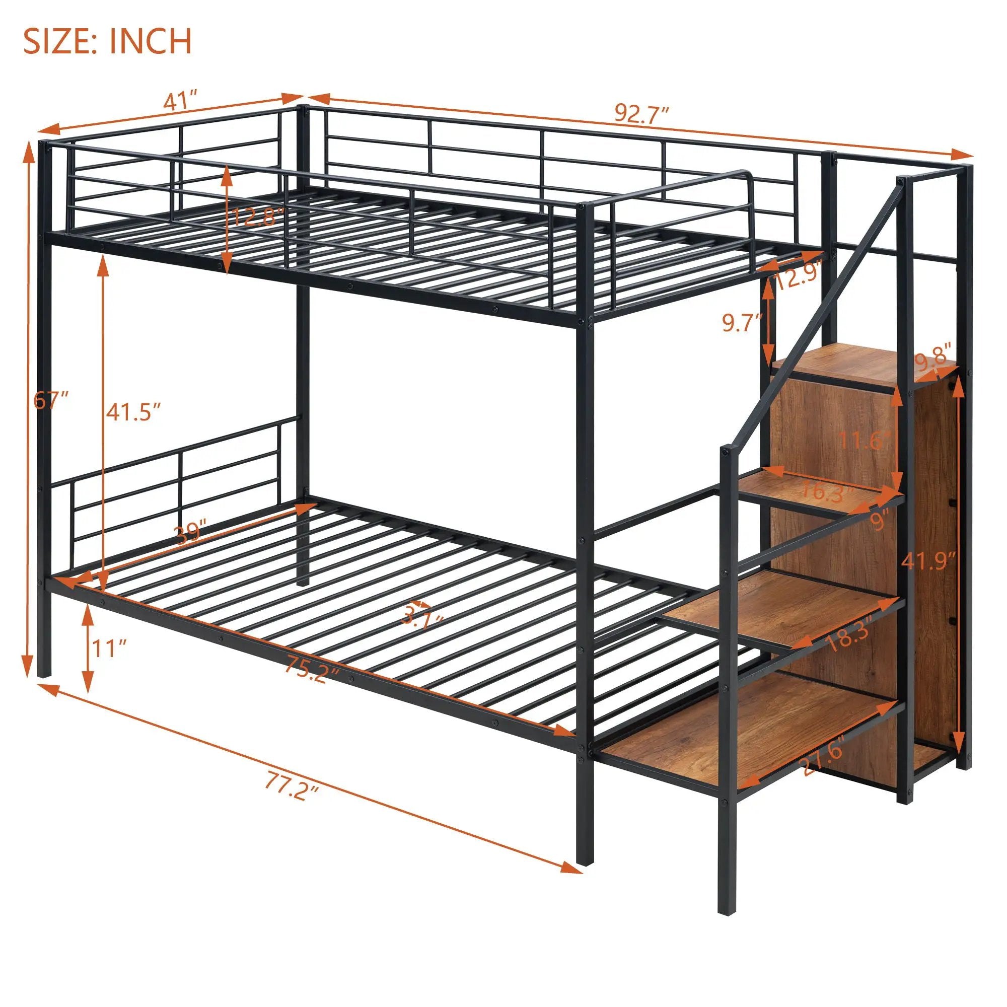 Bunk Bed With Lateral Storage Ladder And Wardrobe by Unique Piece Furniture