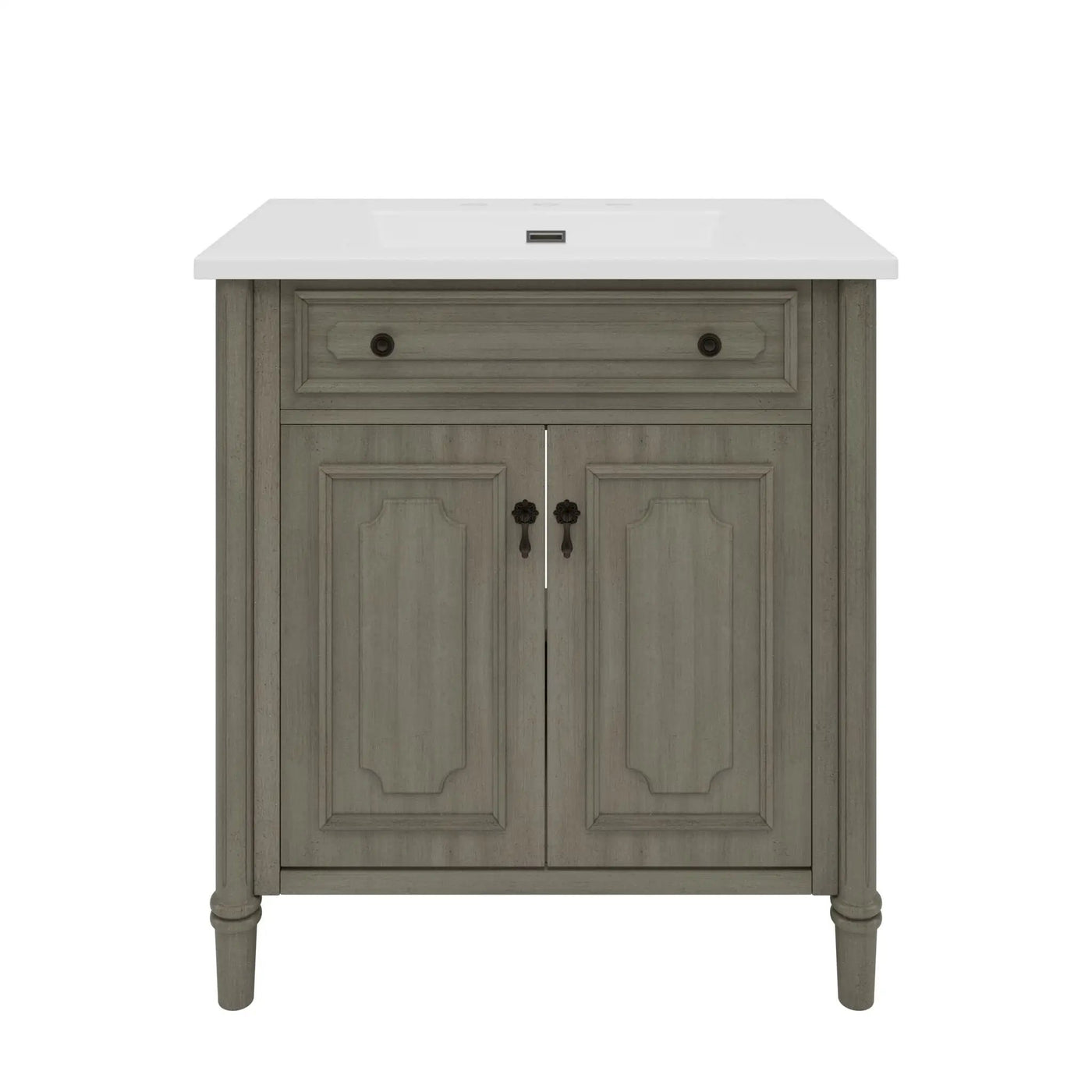 Vintage Bathroom Vanity With Sink, Rustic Cabinet With Soft Close Doors by HouseOfZazla