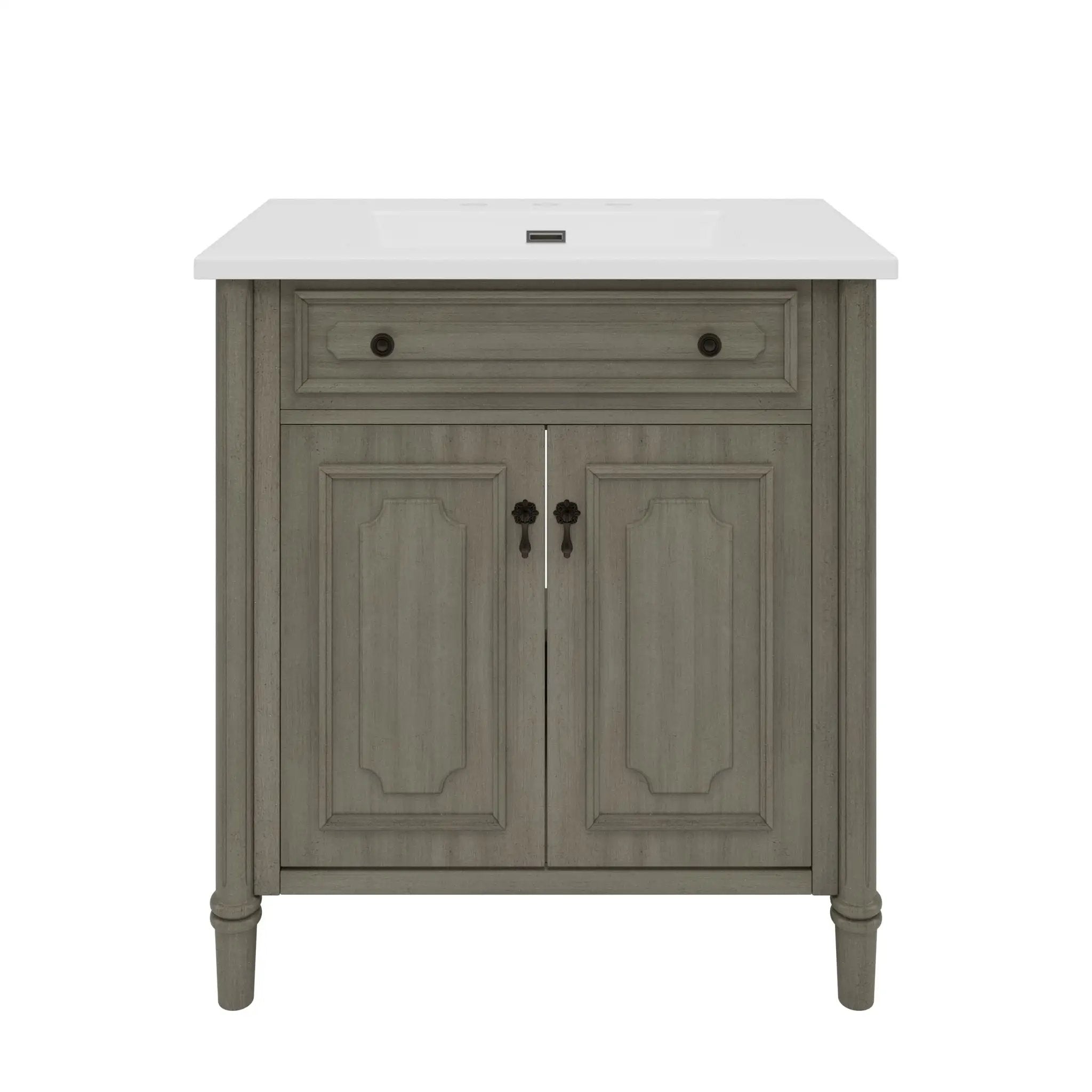 Vintage Bathroom Vanity With Sink, Rustic Cabinet With Soft Close Doors by HouseOfZazla