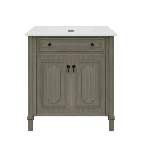 Vintage Bathroom Vanity With Sink, Rustic Cabinet With Soft Close Doors