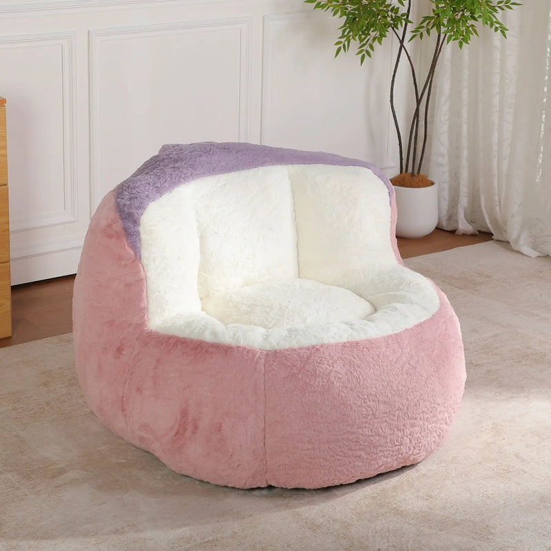 Oversized Multicolor Faux Fur Bean Bag Chair by HouseOfZazla