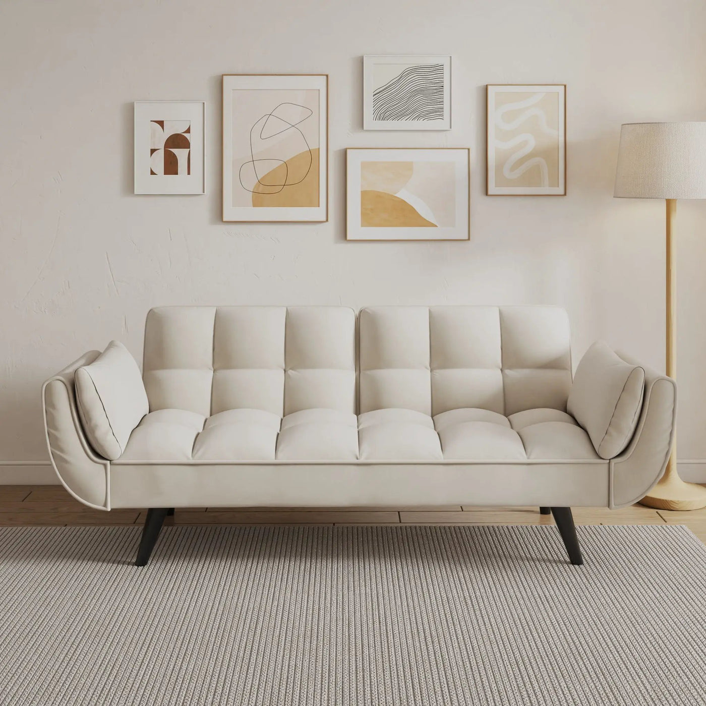 Sofa Soft Two Armrests Throw Pillow Pillow Comfortable Fit Apartment Bedroom Small Space by HouseOfZazla