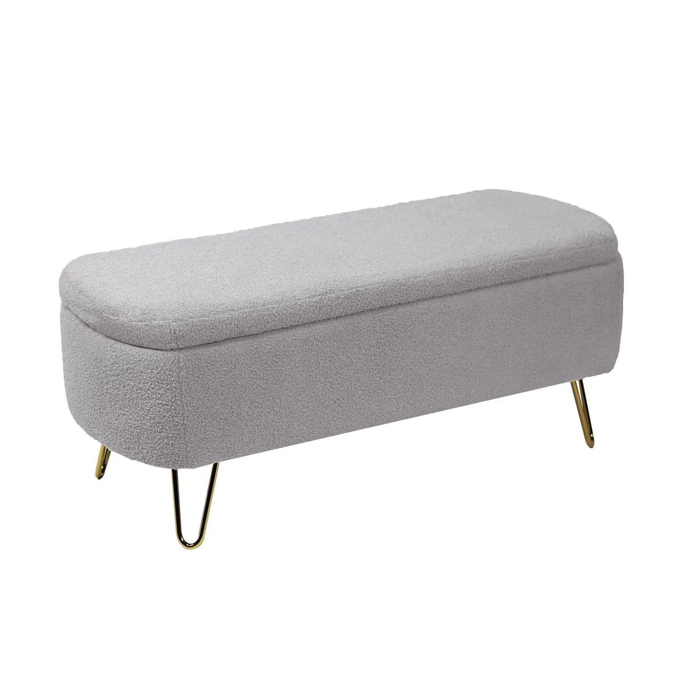 Storage Ottoman Bench For End Of Bed Legs, Modern Camel Faux Fur Entryway Bench Upholstered Padded With Storage For Living Room Bedroom by Unique Piece Furniture