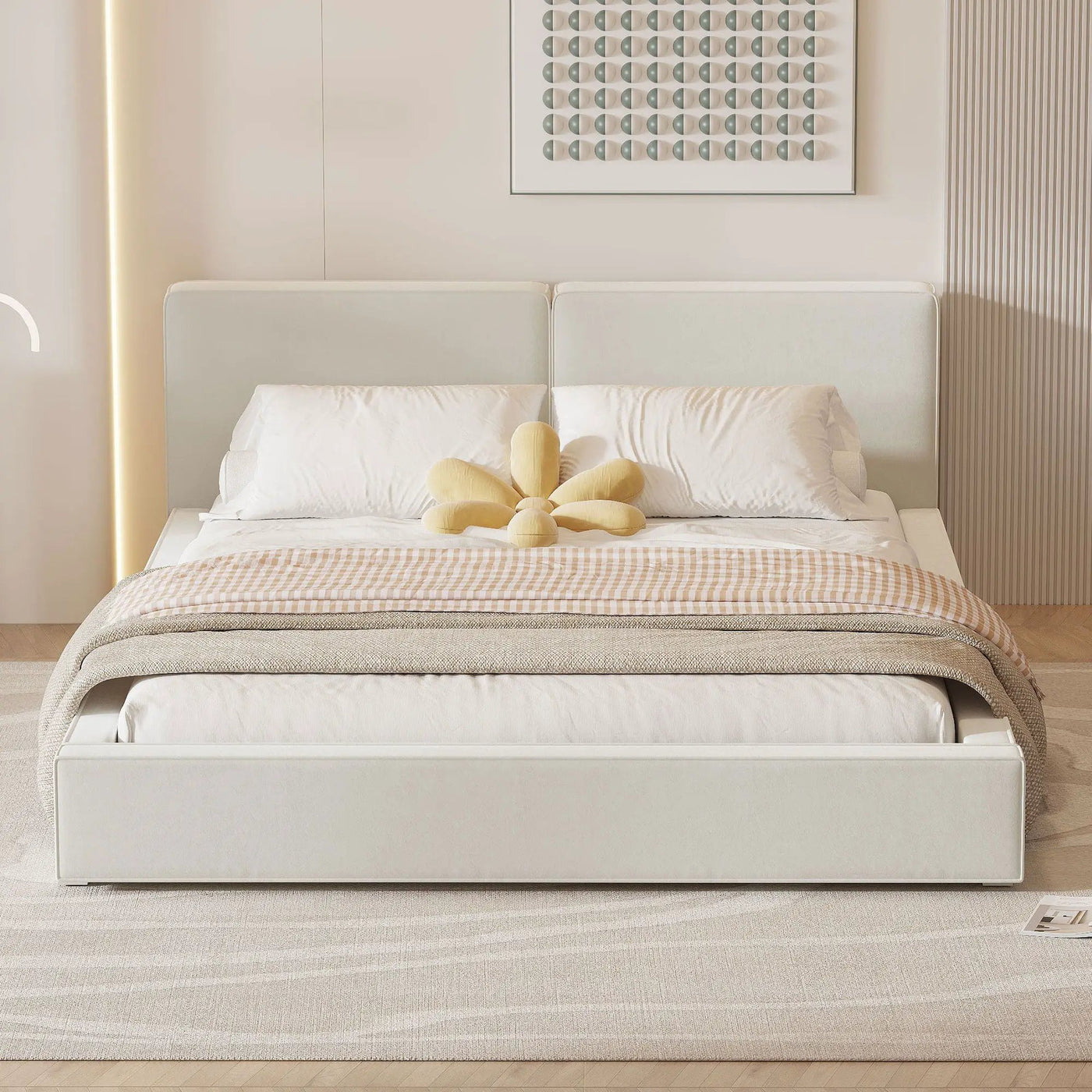 Upholstered Platform Bed, Grounded Bed With Solid Frame by Unique Piece Furniture