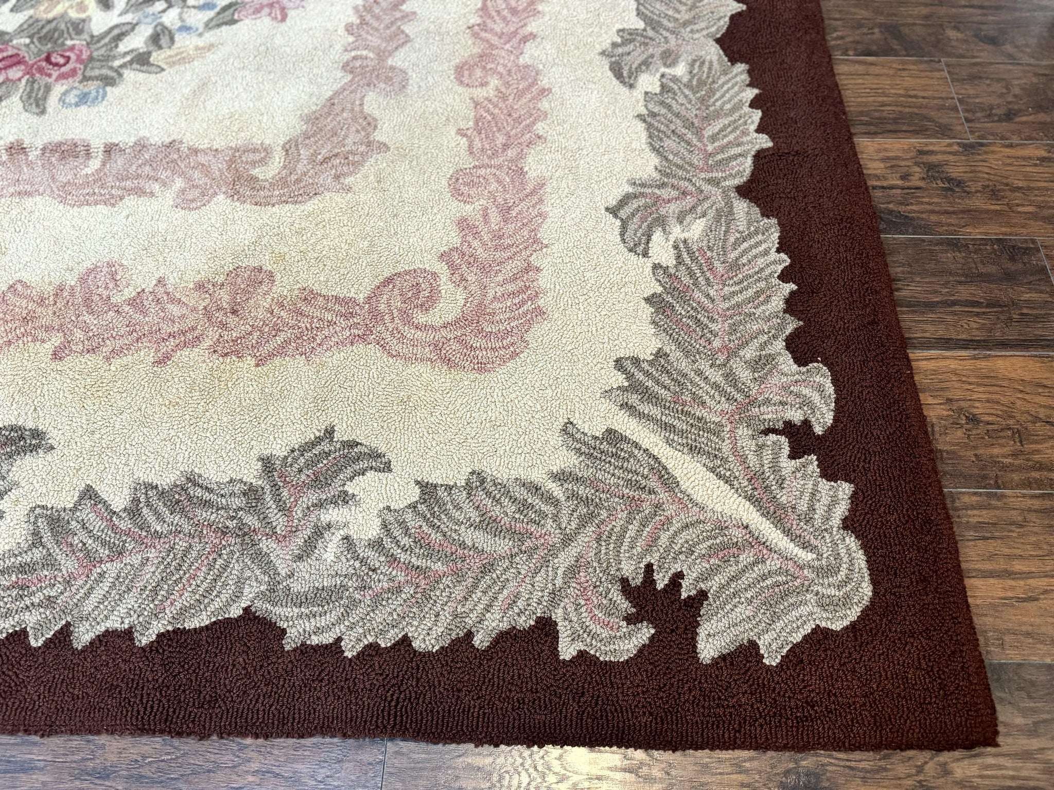 American Hand Hooked Rug 9x12, Vintage Aubusson Carpet, Wool by Jewel Rugs