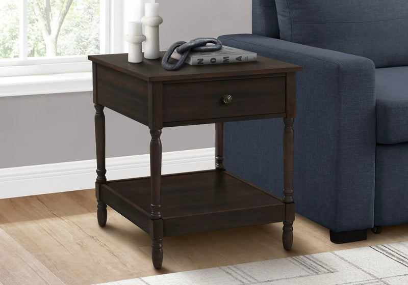 Accent Table, 2 Tier, Square, Traditional - Walnut by HouseOfZazla