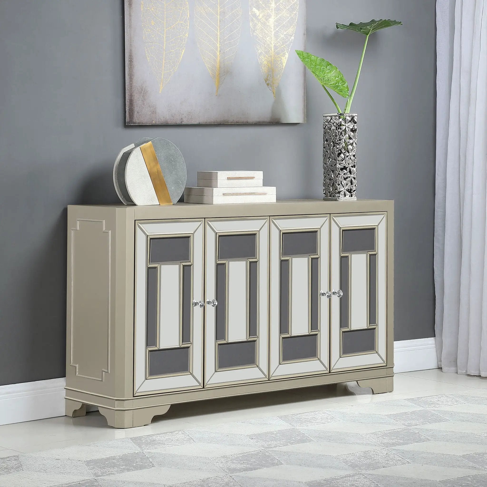 Adriane - 4 Door Accent Cabinet - Champagne by HouseOfZazla