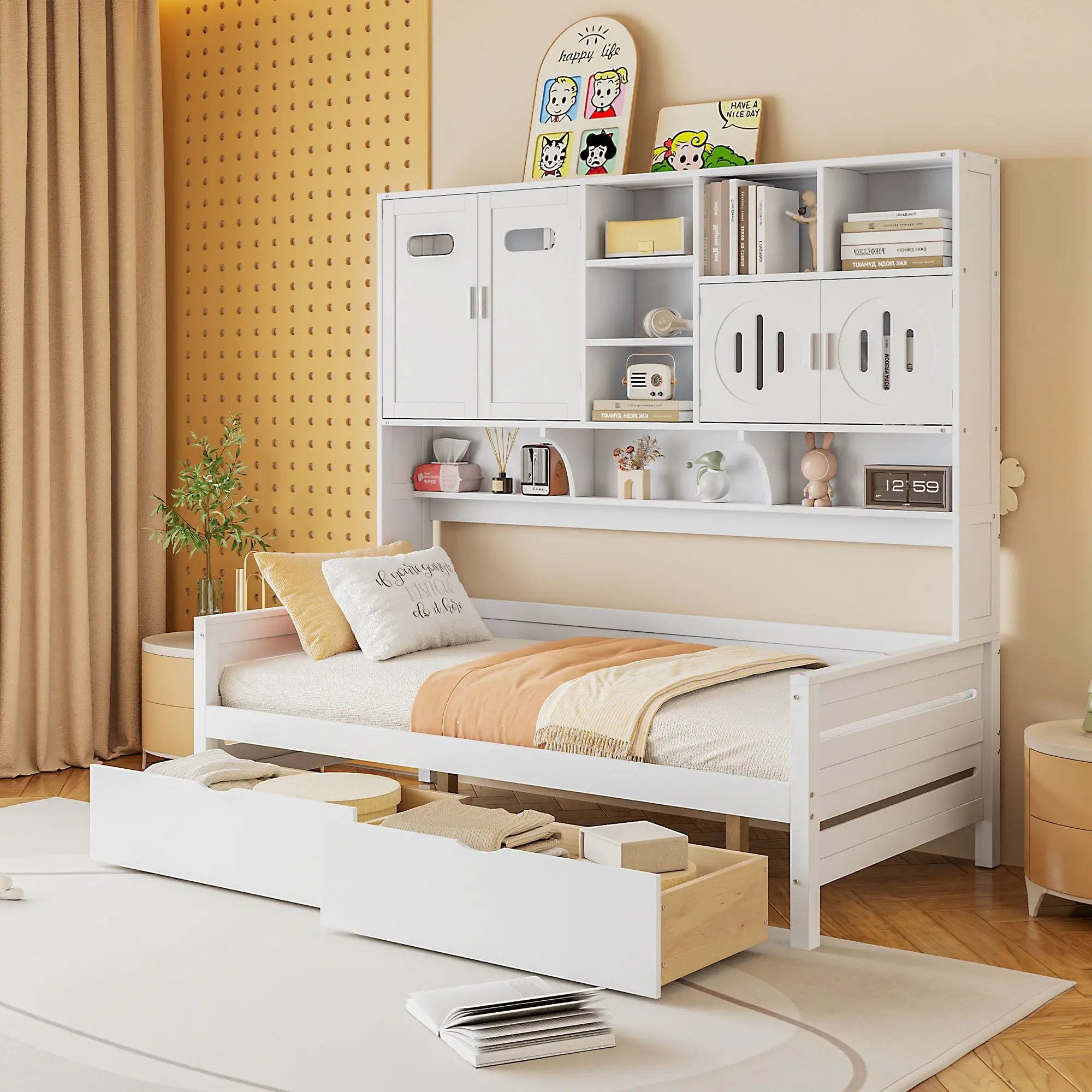 Daybed With All-In-One Cabinet And Shelf by HouseOfZazla