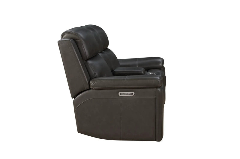 Leon - Power Console Loveseat Recliner With Power Headrest, Power Lumbar, Heat And Massage - Smokey Gray by Unique Piece Furniture