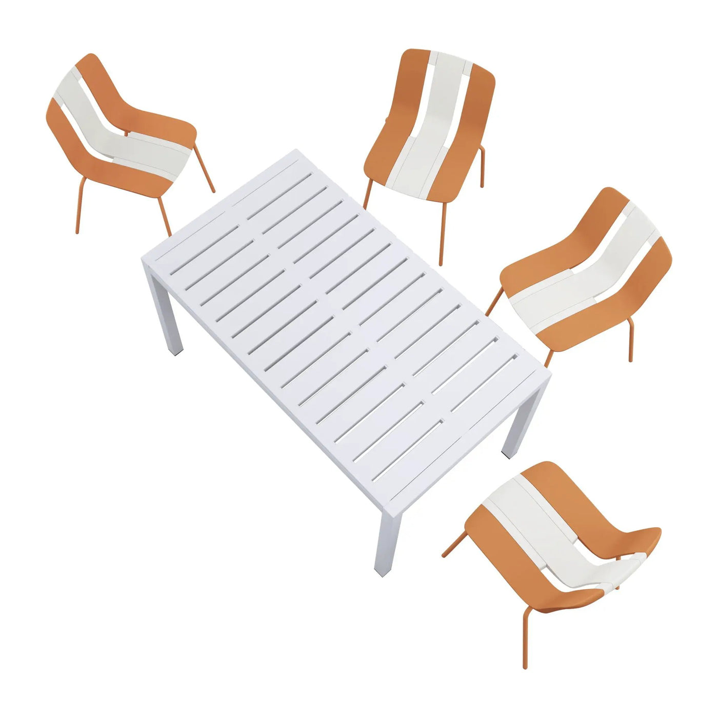 4 Piece Set Of Modern Striped Color- Blocking Single Chairs With Long Table by HouseOfZazla