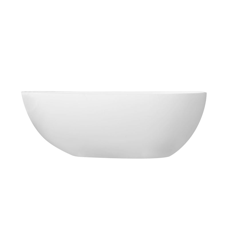 66.9" x 34" x 21.7" Freestanding Solid Surface Soaking Bathtub For Bathroom - Matte White by HouseOfZazla