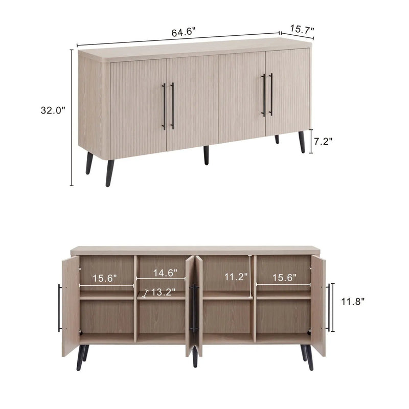 Jodie - Fluted Sideboard - Oak by HouseOfZazla