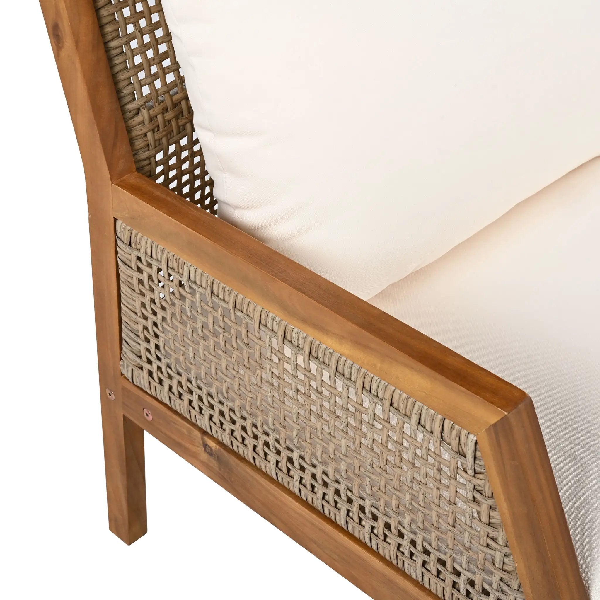Acacia Wood Patio Furniture Club Chair, Outdoor Wicker Armchair by HouseOfZazla