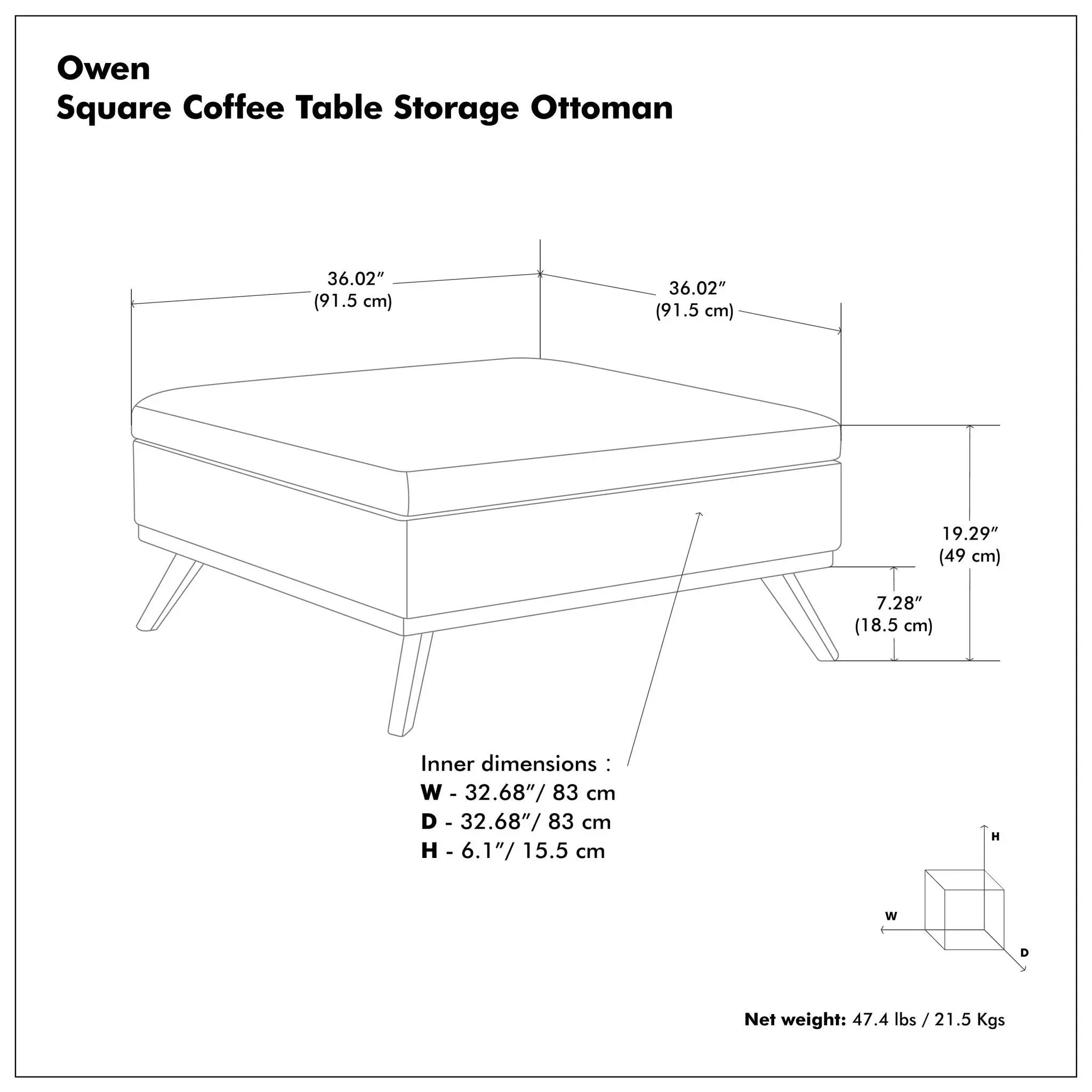 Owen - Square Coffee Table Storage Ottoman - Distressed Chestnut Brown by Unique Piece Furniture