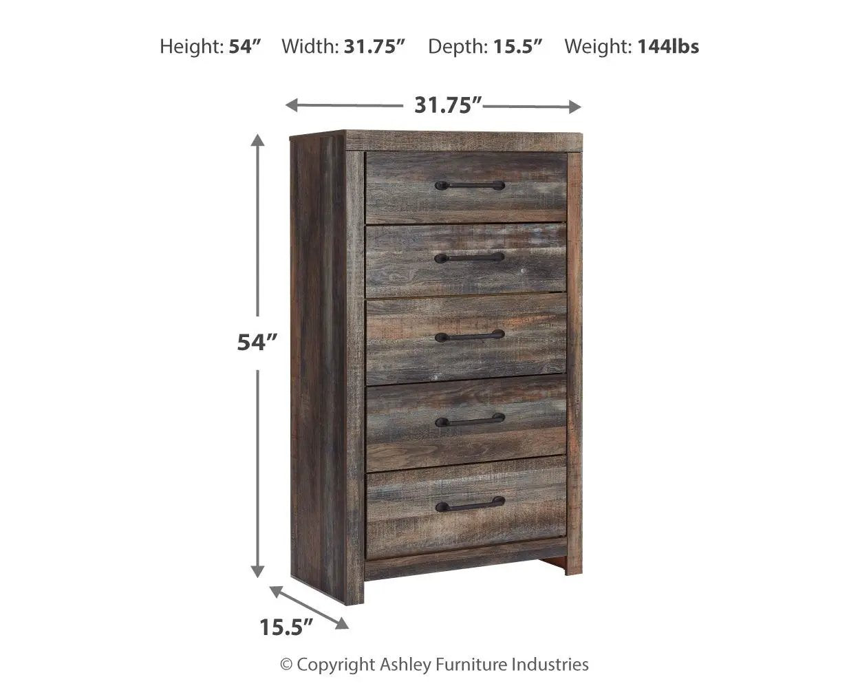 Drystan - Five Drawer Chest - Brown / Beige by Unique Piece Furniture