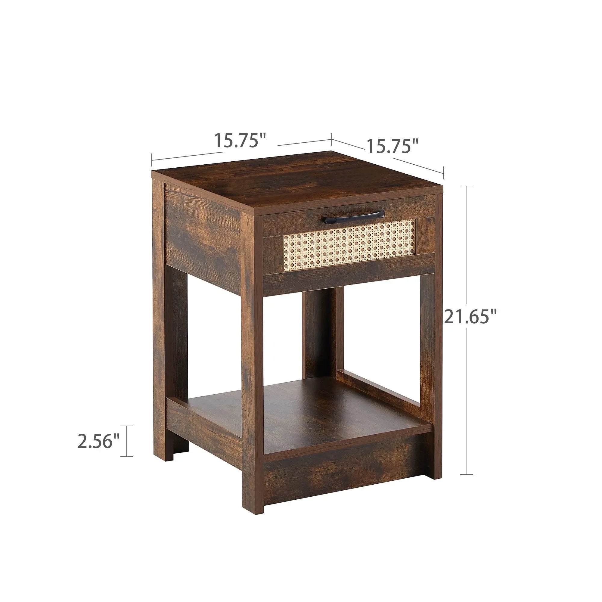 15.75" Rattan End Table With Drawer, Modern Nightstand, Side Table For Living Room, Bedroom by HouseOfZazla