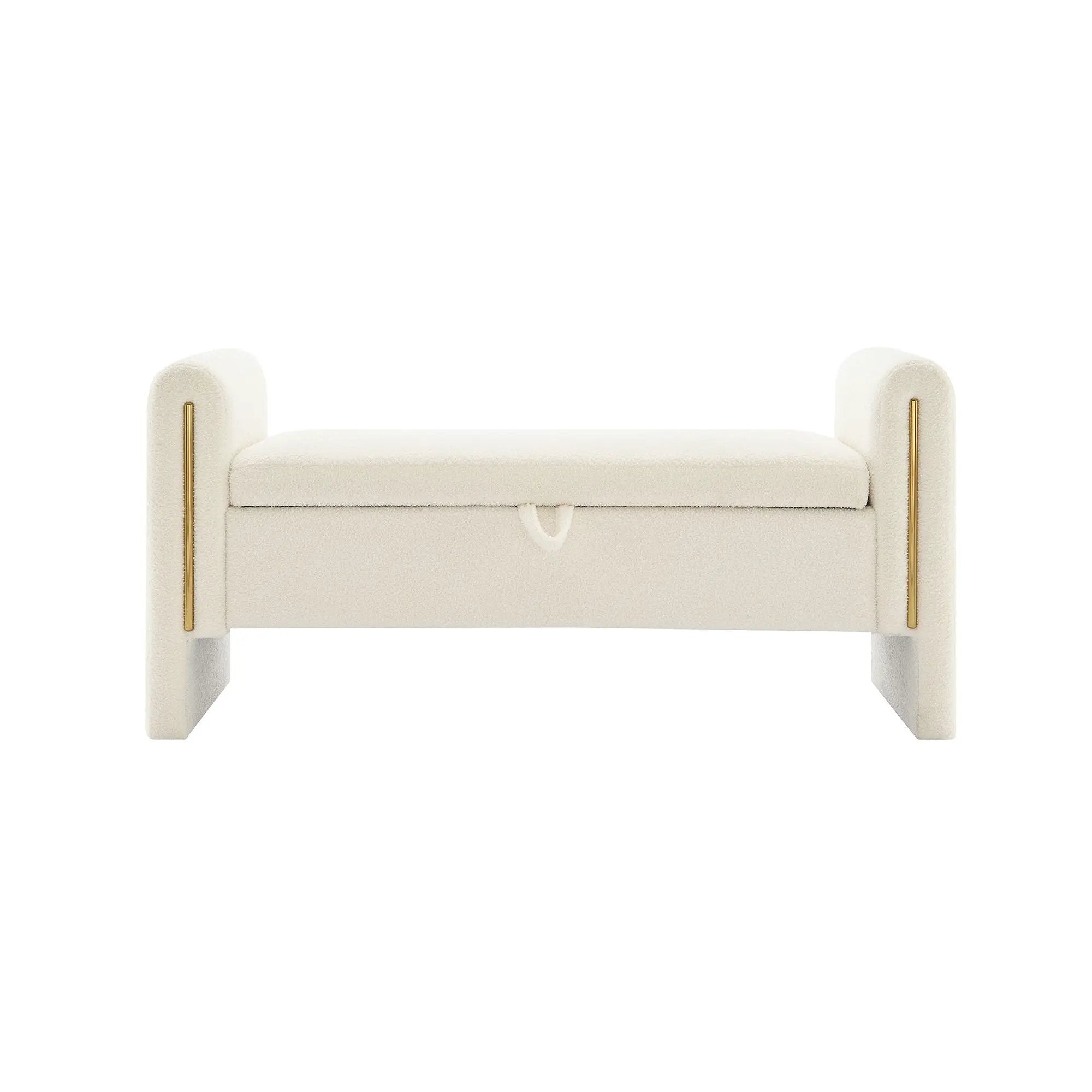 Modern Teddy Upholstered Large Bed End Bench With Arms And Storage by Unique Piece Furniture
