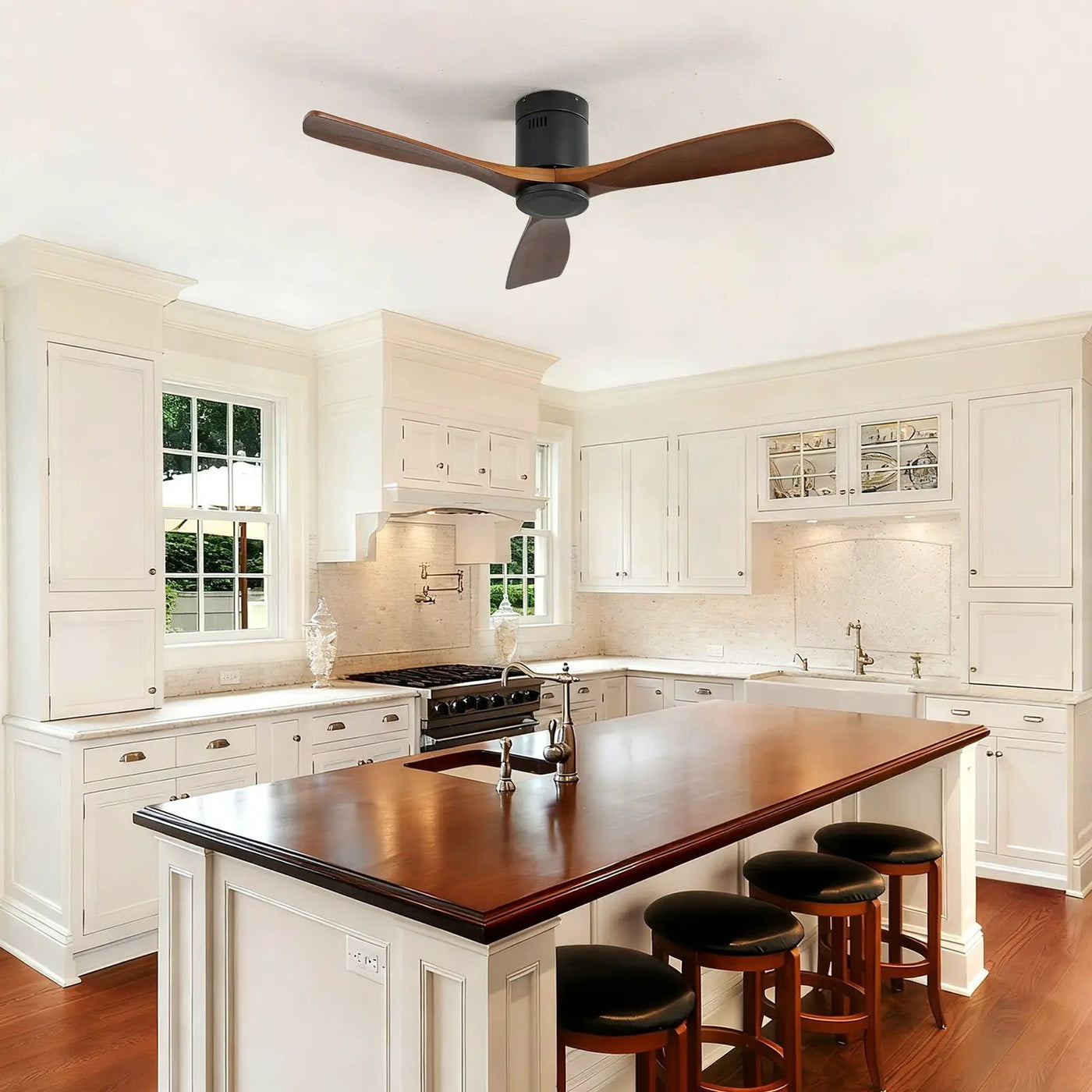 Low Profile Ceiling Fan DC, 3 Blade, Noiseless Reversible Motor, Remote Control by HouseOfZazla