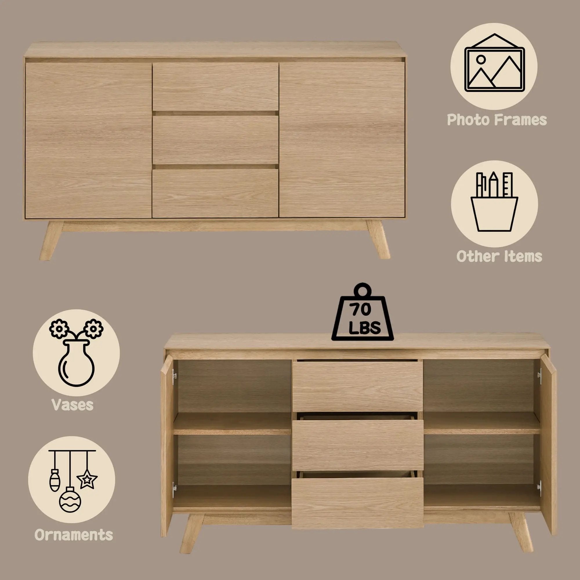 Kasem - Server - Oak by Unique Piece Furniture