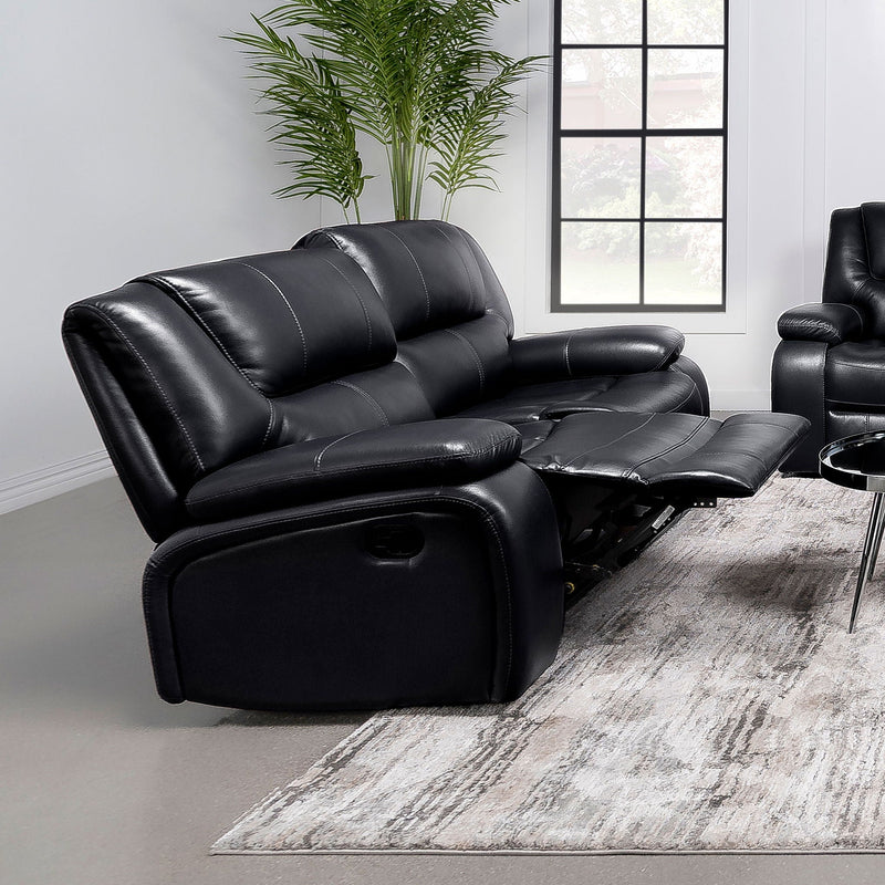 Camila Upholstered Motion Reclining Loveseat Black by Unique Piece Furniture