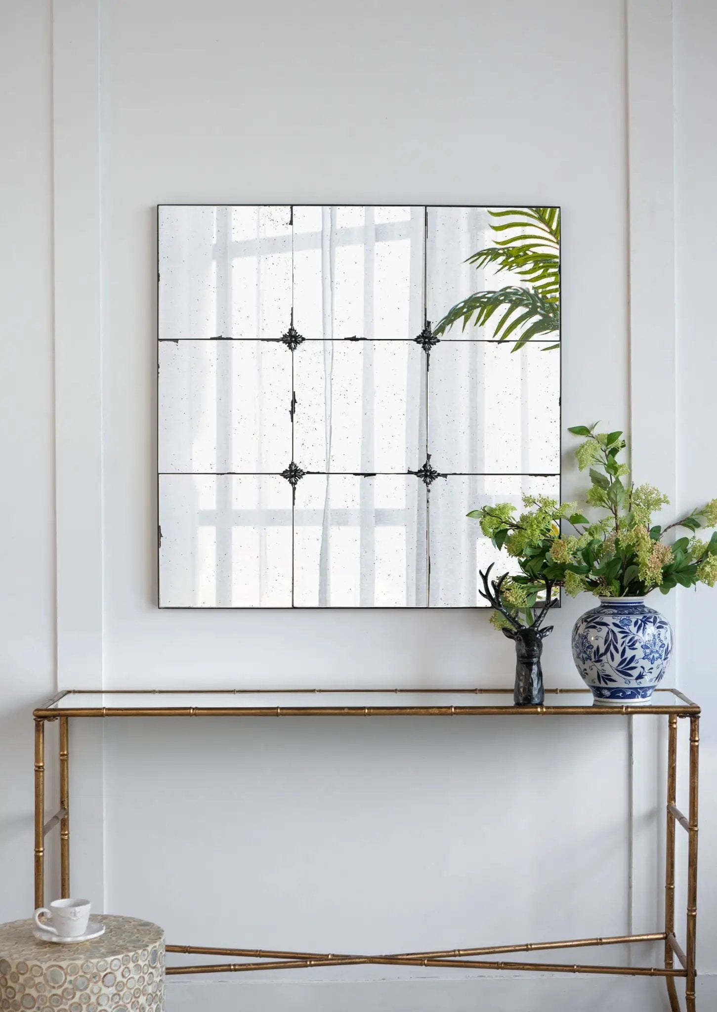 Traditional Decor Style Antique Glass Panel Mirror, Wall Mirror For Bathroom Entryway Console Lean Against Wall by Unique Piece Furniture