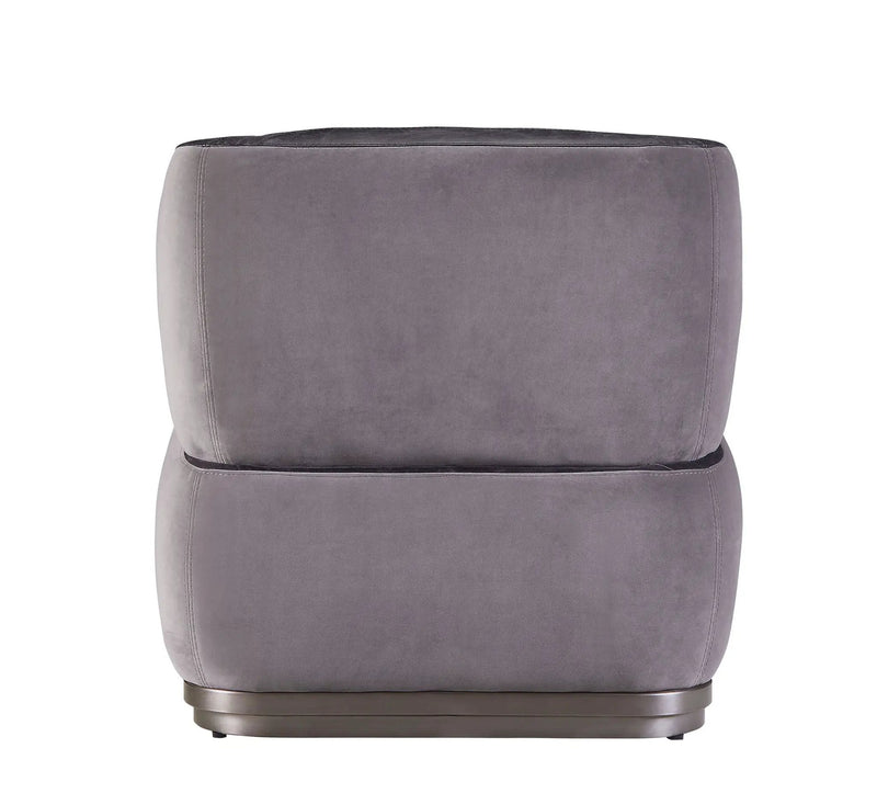 Decapree - Accent Chair - Antique Slate Top Grain Leather & Gray Velvet by Unique Piece Furniture