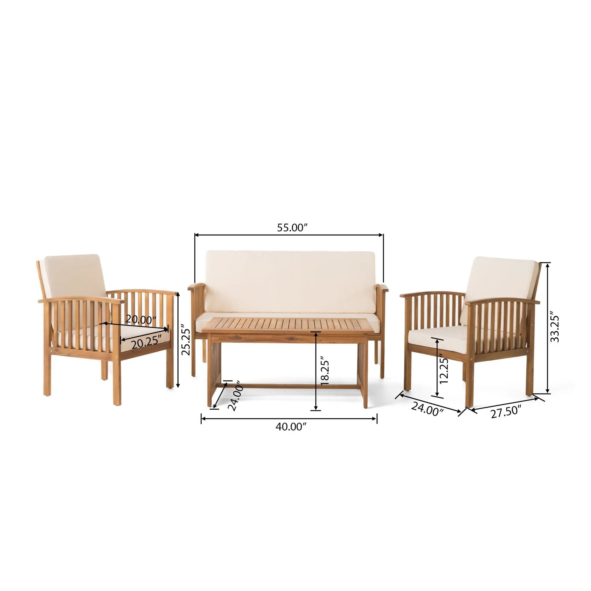 4 Piece Outdoor Chat Set With Water-Resistant Cushions by HouseOfZazla