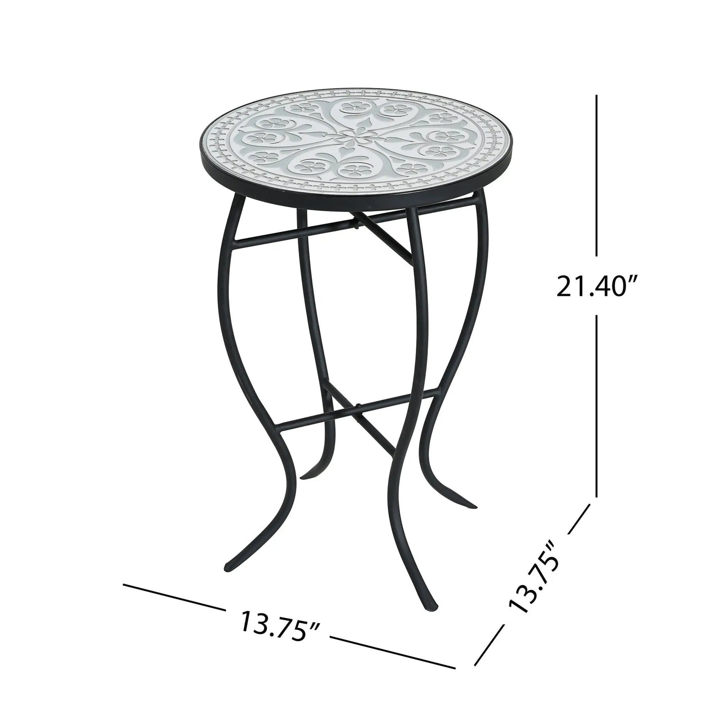 Outdoor Round Side Table With Mosaic Style Top And Curved Iron Legs by HouseOfZazla