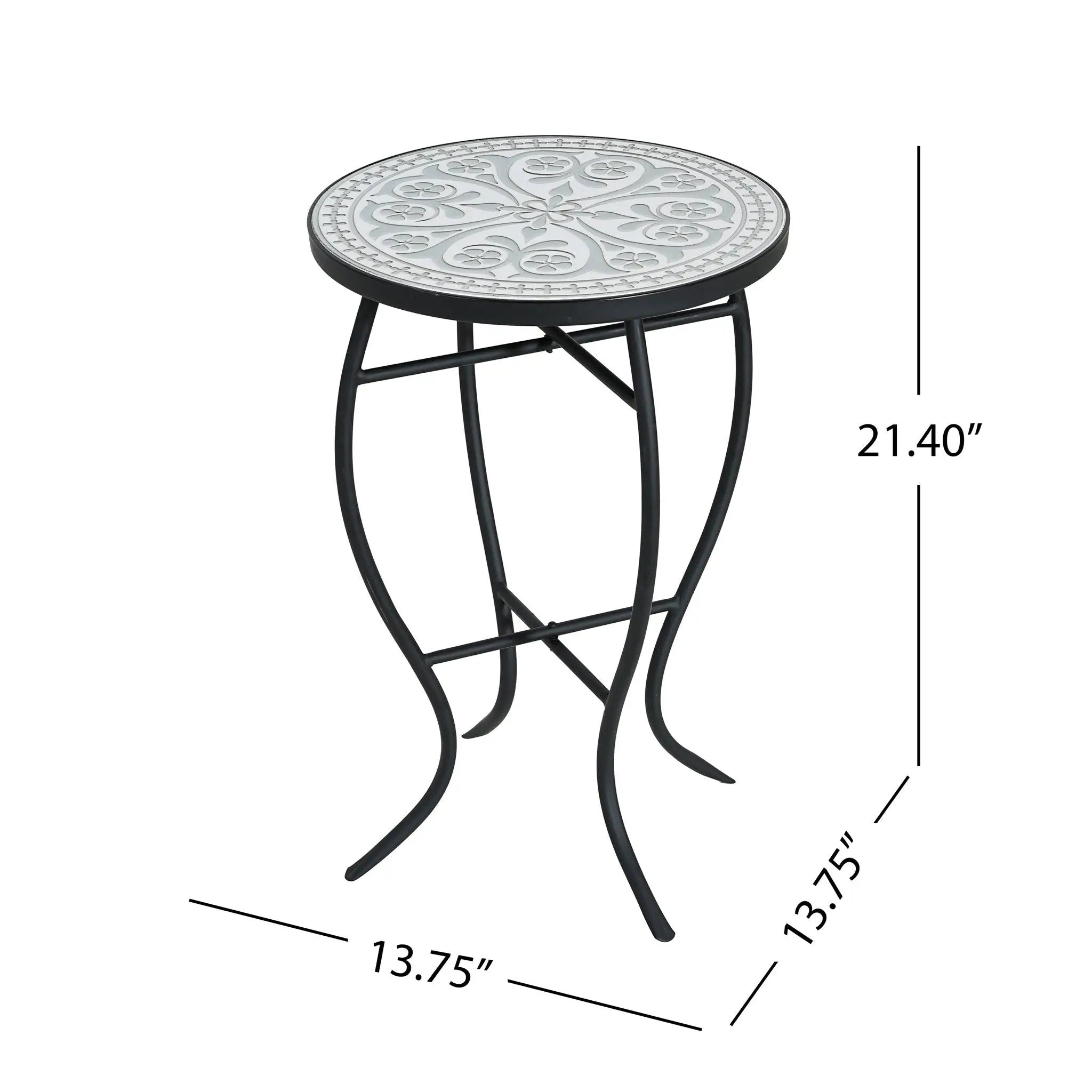Outdoor Round Side Table With Mosaic Style Top And Curved Iron Legs by HouseOfZazla