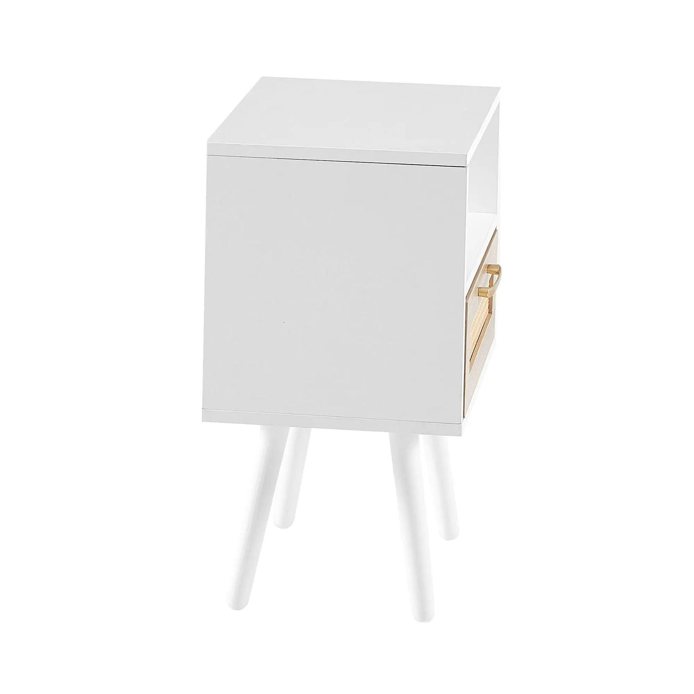 15.75" Rattan End Table With Drawer And Solid Wood Legs, Modern Nightstand, Side Table For Living Room, Bedroom by HouseOfZazla