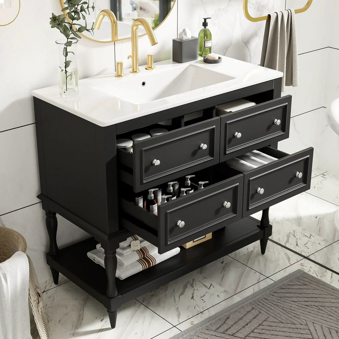 Bathroom Vanity Cabinet With Undermount Sink - 4 Drawer Set by HouseOfZazla