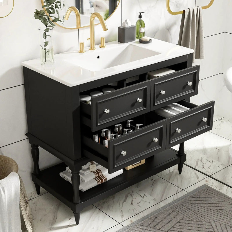 Bathroom Vanity Cabinet With Undermount Sink - 4 Drawer Set by HouseOfZazla