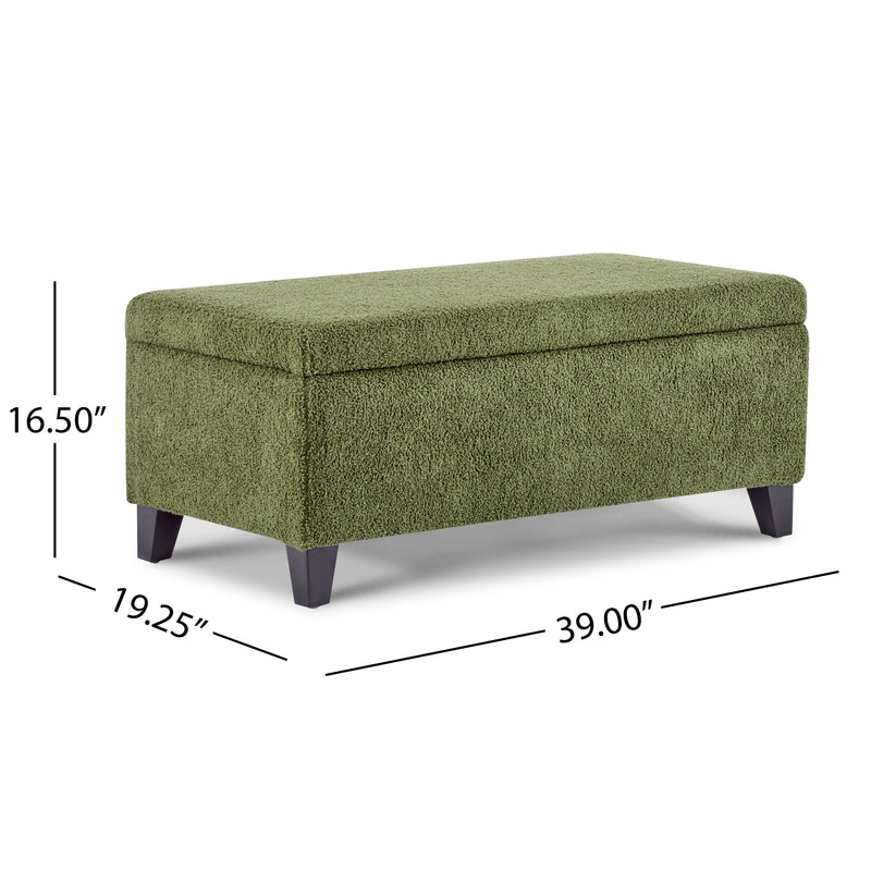 Storage Ottoman with Flip-Top Lid, Easy Assembly, Boucle Fabric & Rubber Wood Legs by HouseOfZazla