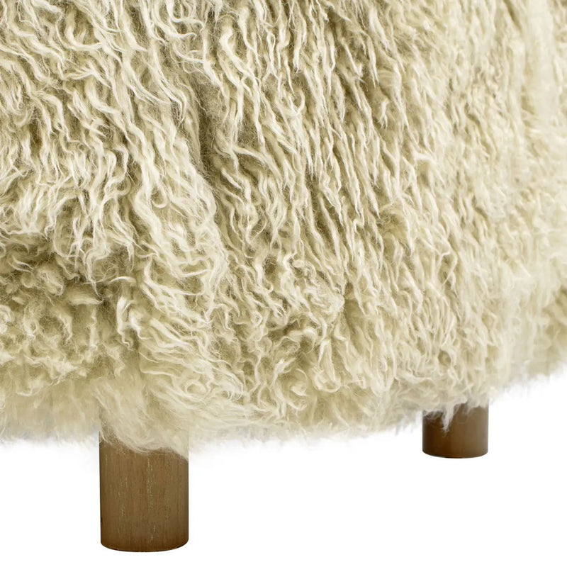 Enchante - New Zealand Sheepskin Rectangular Accent Ottoman - Taupe / Natural by HouseOfZazla