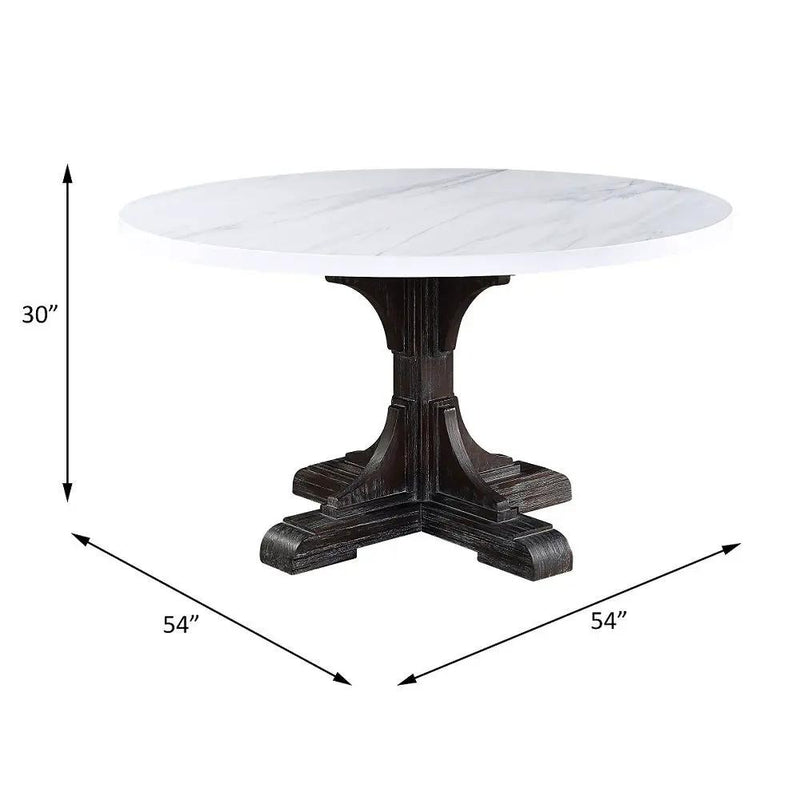 Gerardo - Dining Table - White Marble Top & Weathered Espresso by Unique Piece Furniture