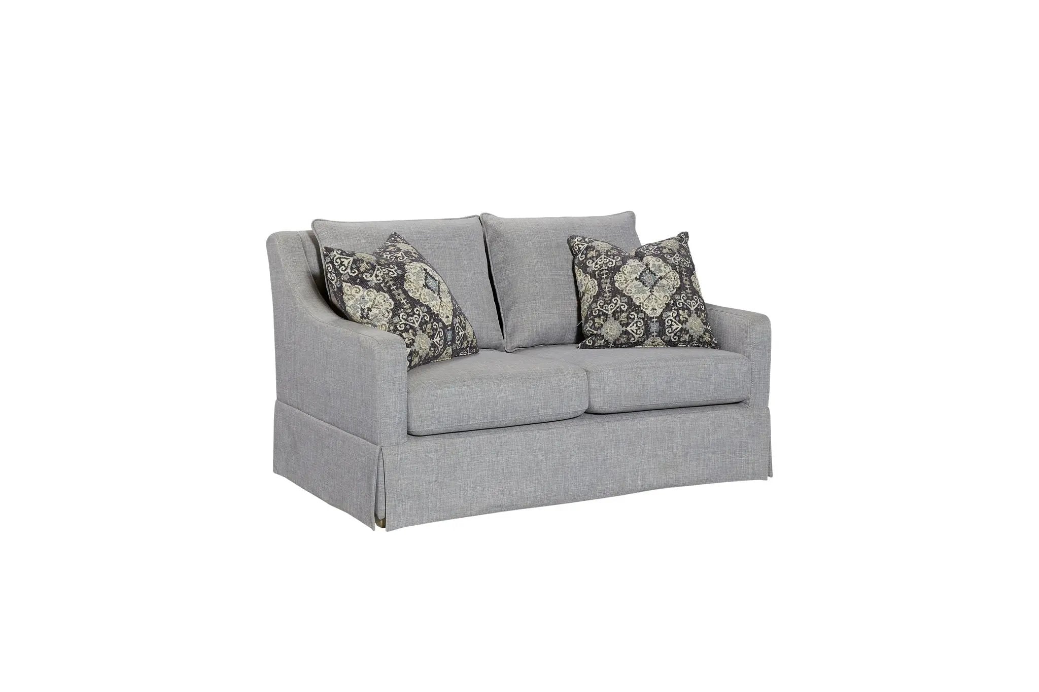 Loveseat With Skirt And Reversable Cushions And 2 Pillows - Light Gray by HouseOfZazla